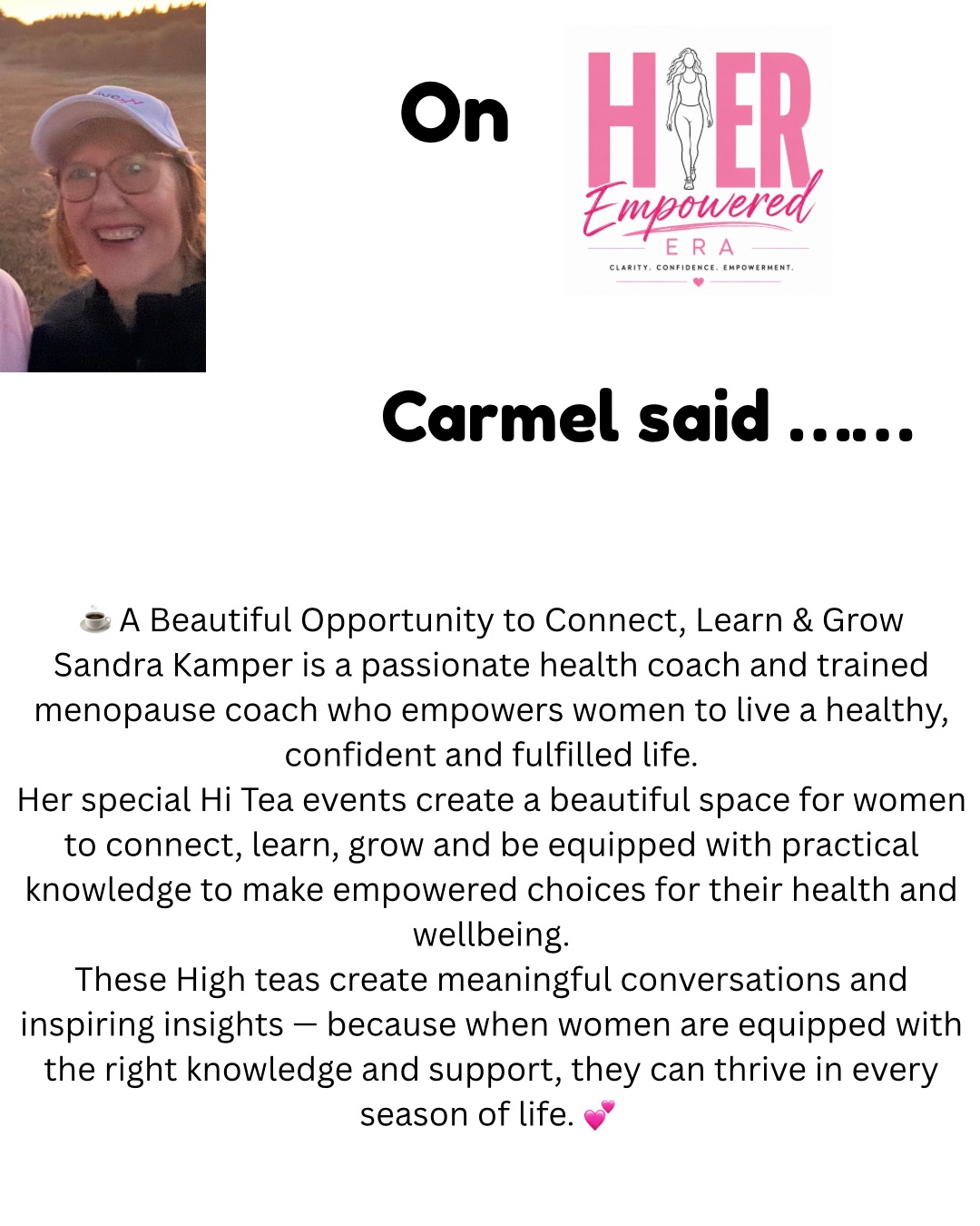 Carmel testimonial for Her Empowered Era